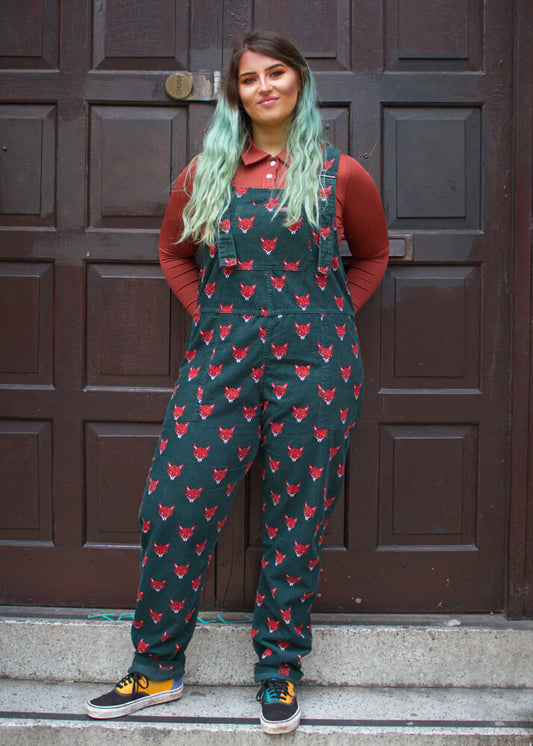 Run & Fly - Unisex Corduroy Fox Head Dungarees