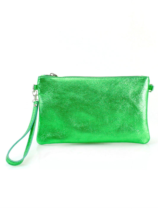 Thunder Egg - Metallic Green Leather Shoulder Bag