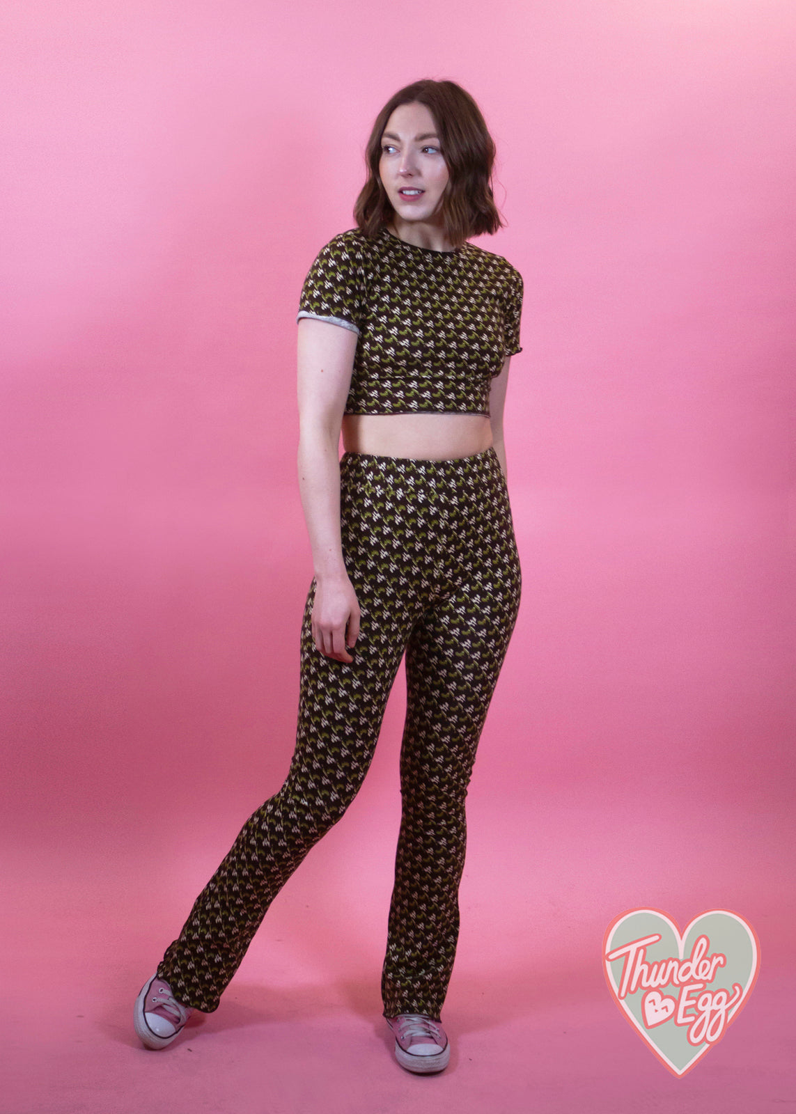 Glamorous - Khaki Houndstooth Set