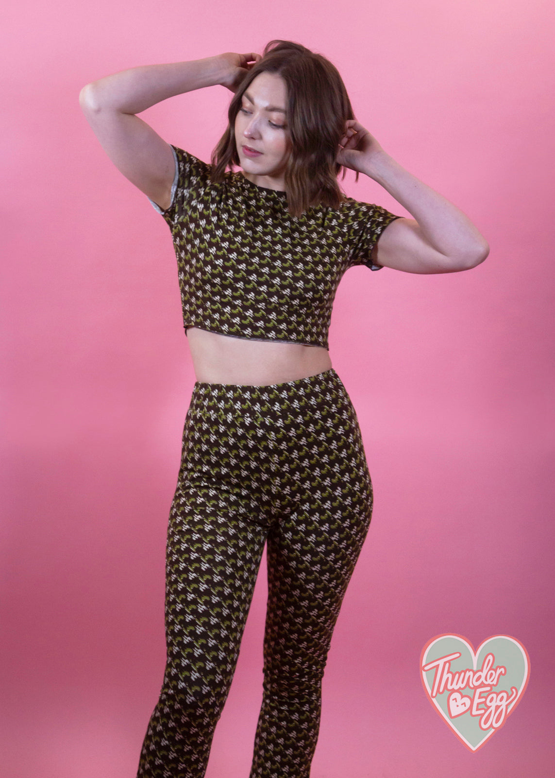 Glamorous - Khaki Houndstooth Set