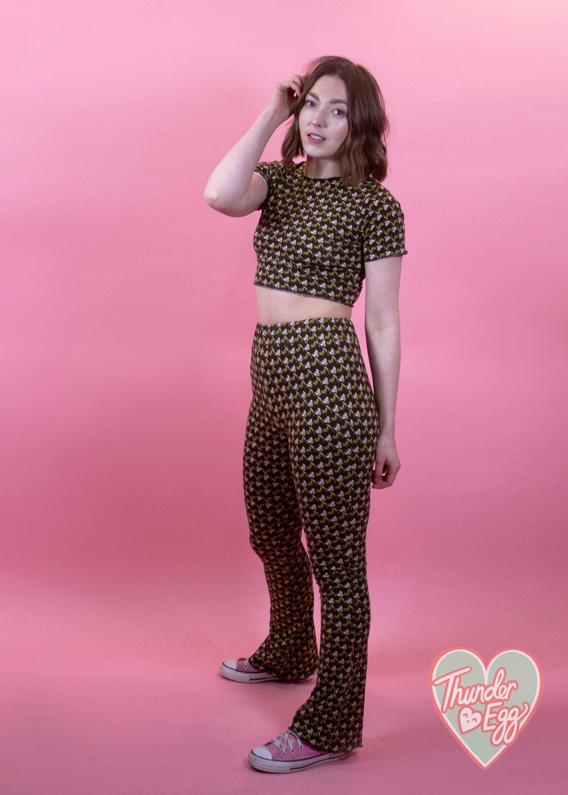 Glamorous - Khaki Houndstooth Set