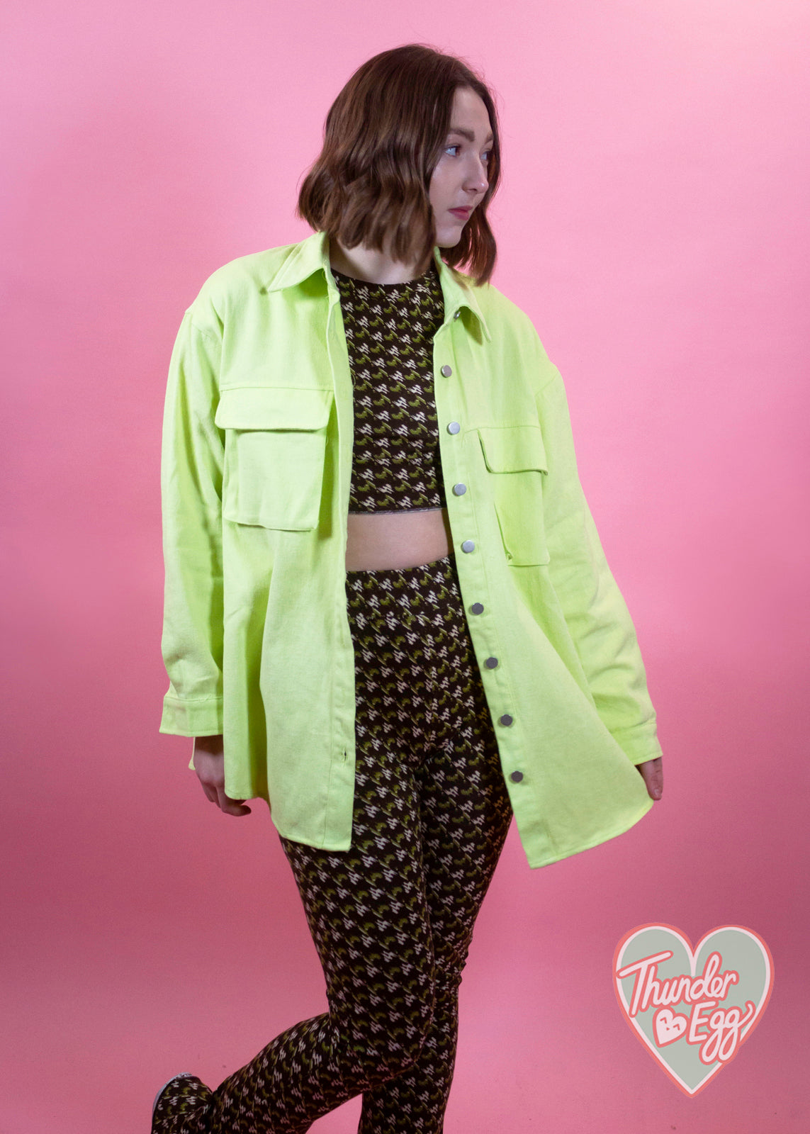 Daphnea - Lime Green Oversized Shacket