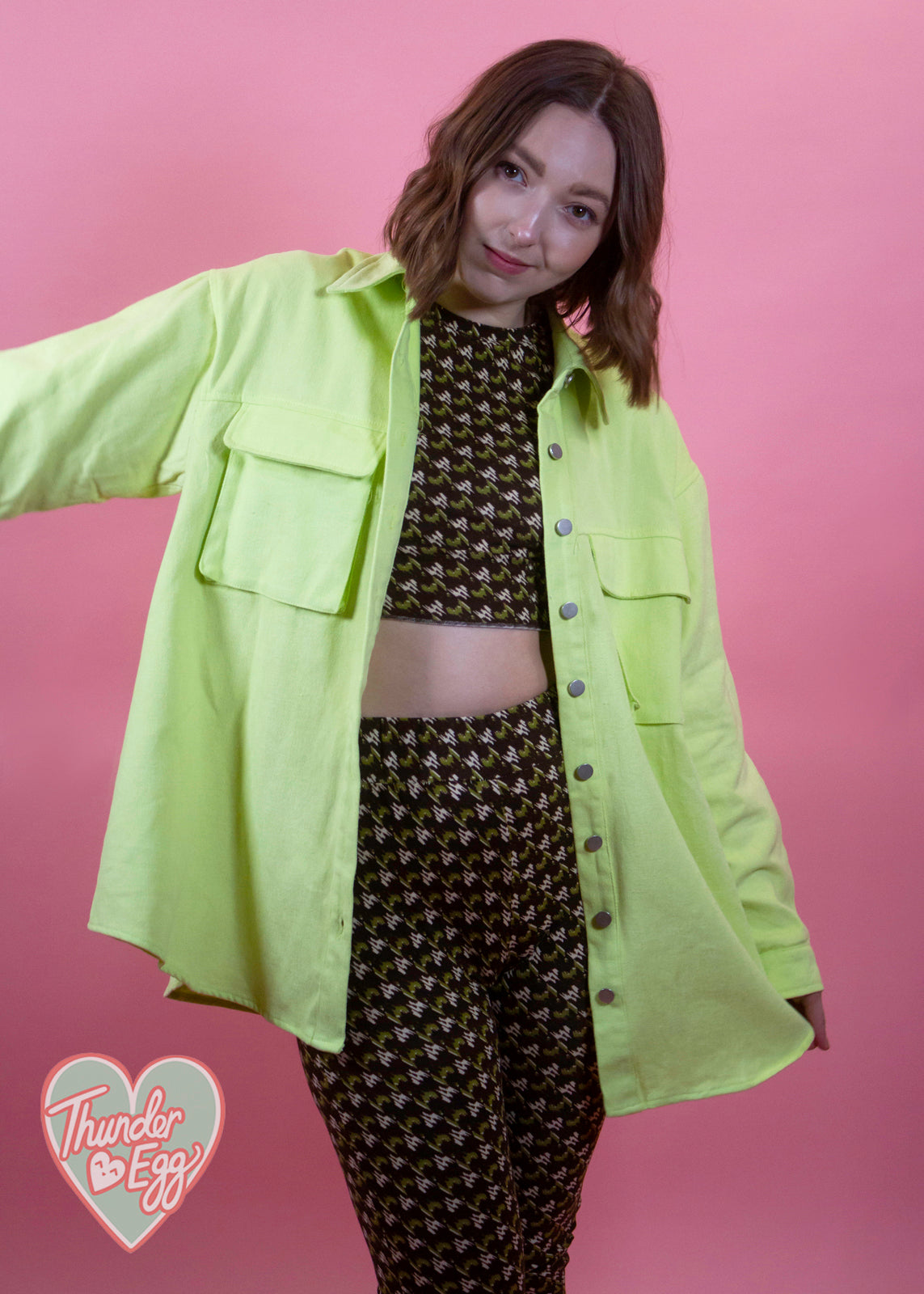 Daphnea - Lime Green Oversized Shacket