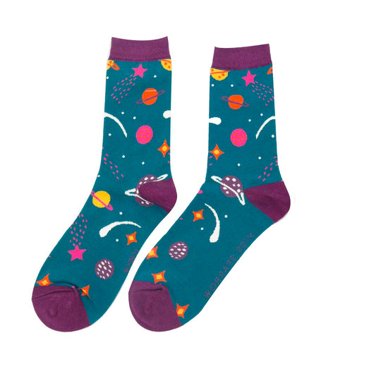 Miss Sparrow - Teal Outer Space Socks