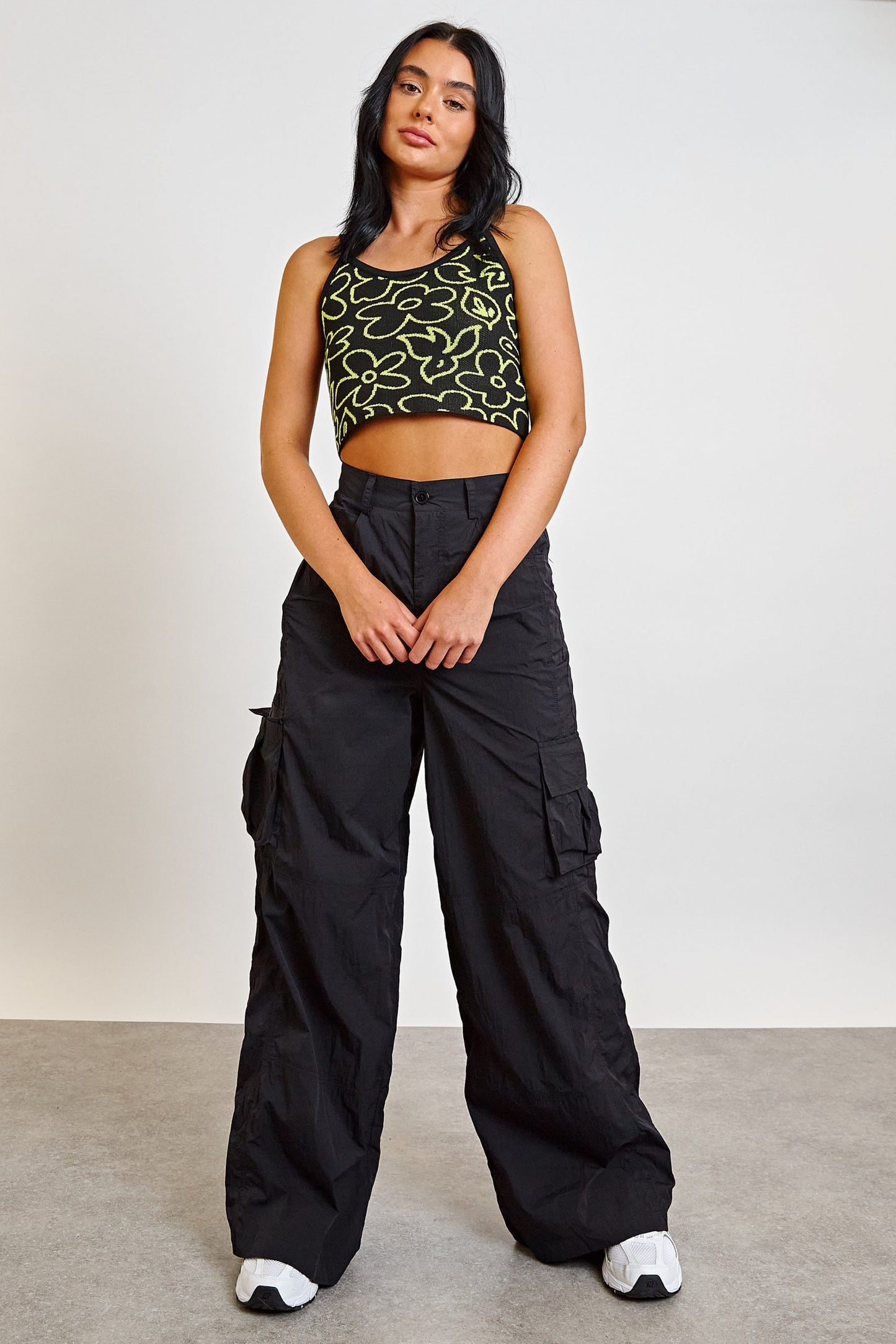 Daisy Street - Black Wide Leg Cargo Pants