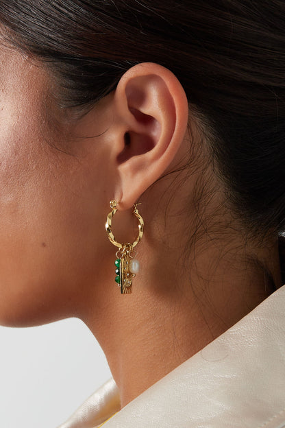 The Edit -  Gold Tone Multi Charm Earrings