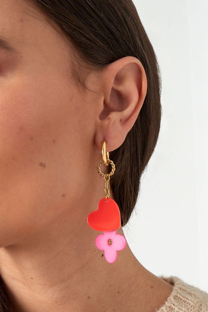The Edit -  Statement Pink & Orange Drop Shape Earrings