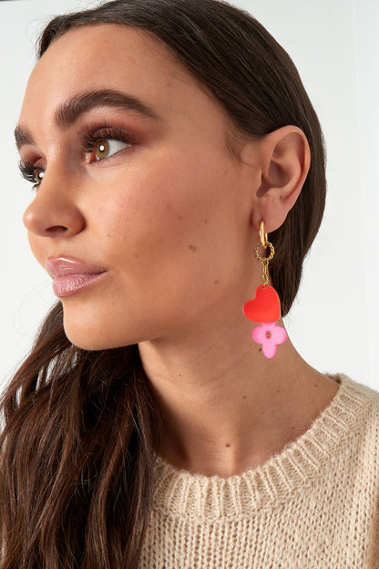 The Edit -  Statement Pink & Orange Drop Shape Earrings