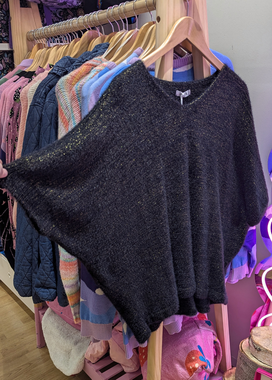The Edit - Fluffy Black Glitter Knit Top