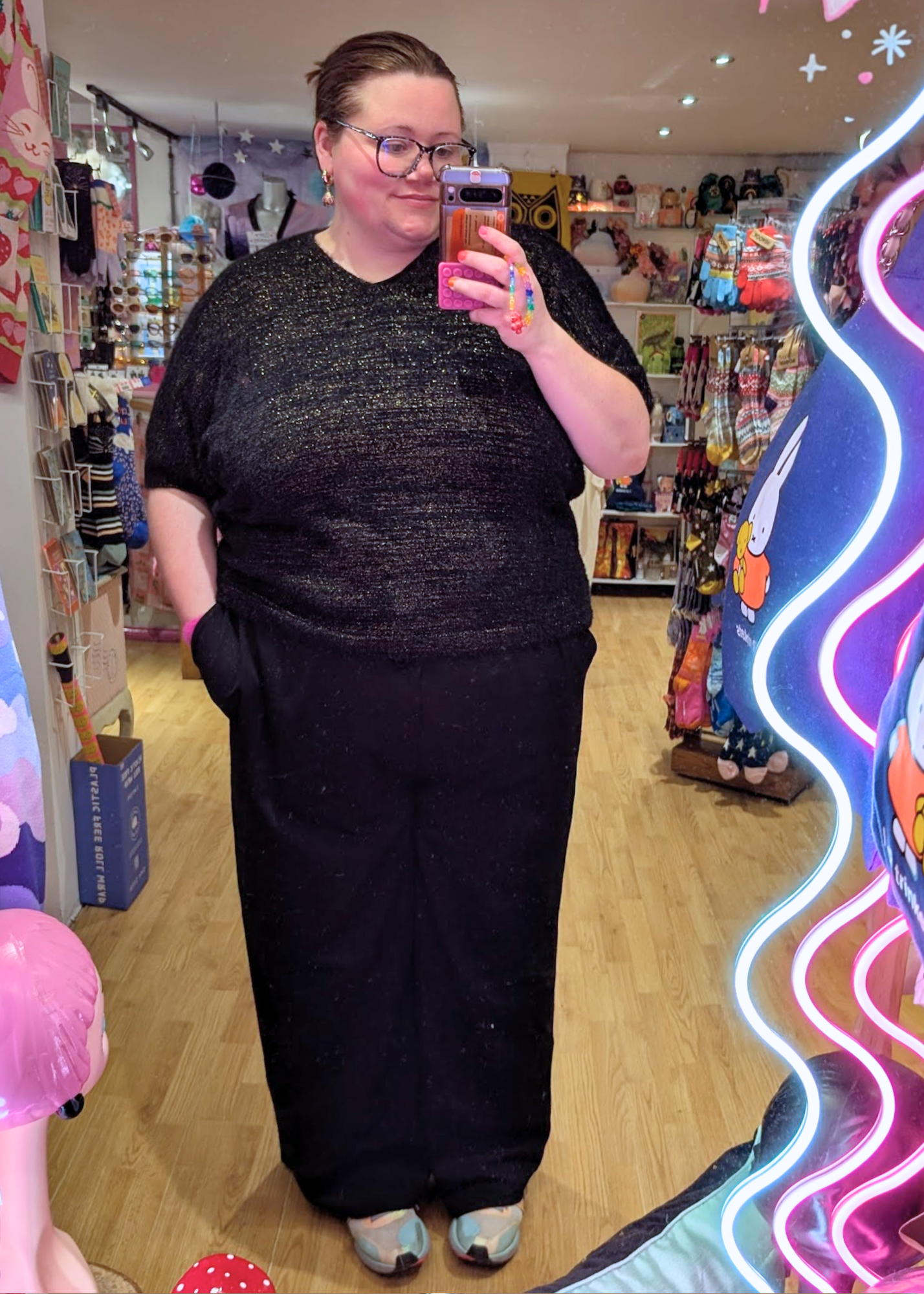 The Edit - Fluffy Black Glitter Knit Top