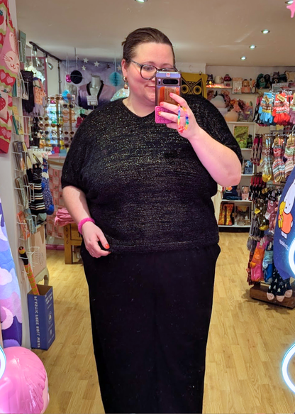 The Edit - Fluffy Black Glitter Knit Top