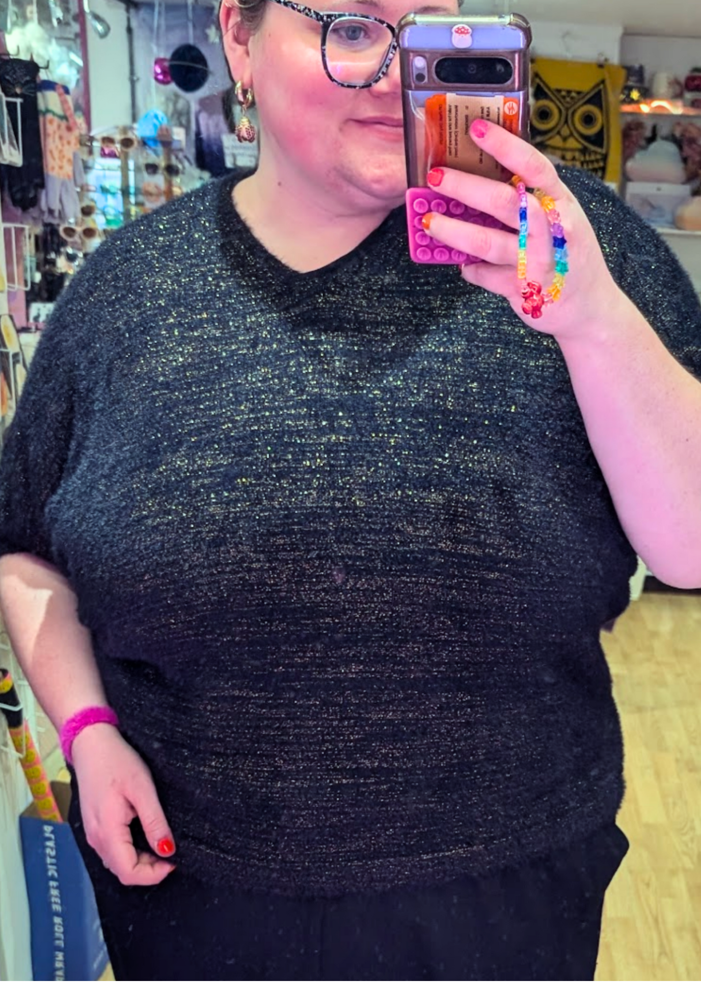 The Edit - Fluffy Black Glitter Knit Top
