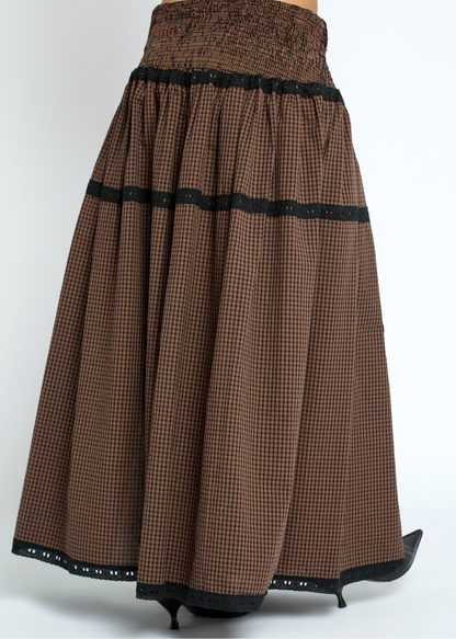Daisy Street - Lilly Brown Tiered Maxi Skirt