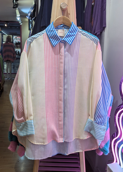 The Edit - Pastel Stripe Oversized Shirt