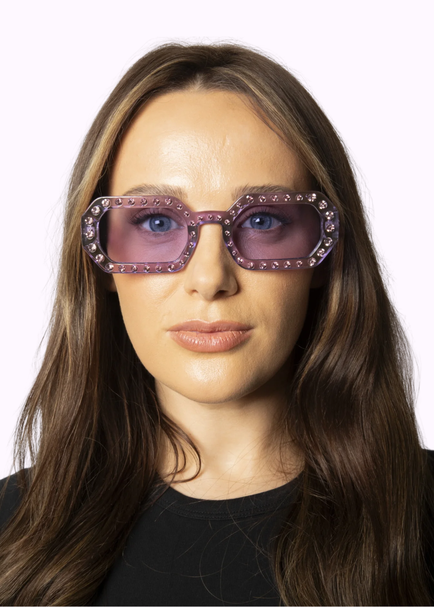 The Edit - Lilac Oval Sunglasses with Jewel Detail