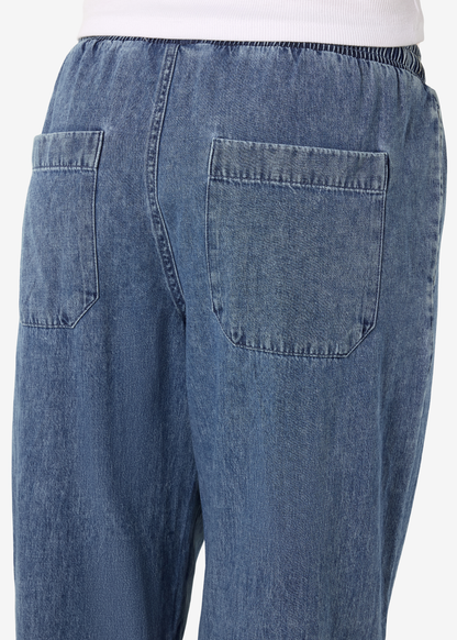 Noisy May Curve - Wide Leg Blue Denim Trousers