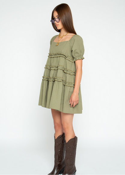 Daisy Street - Pine Striped Oversized Smock Dress