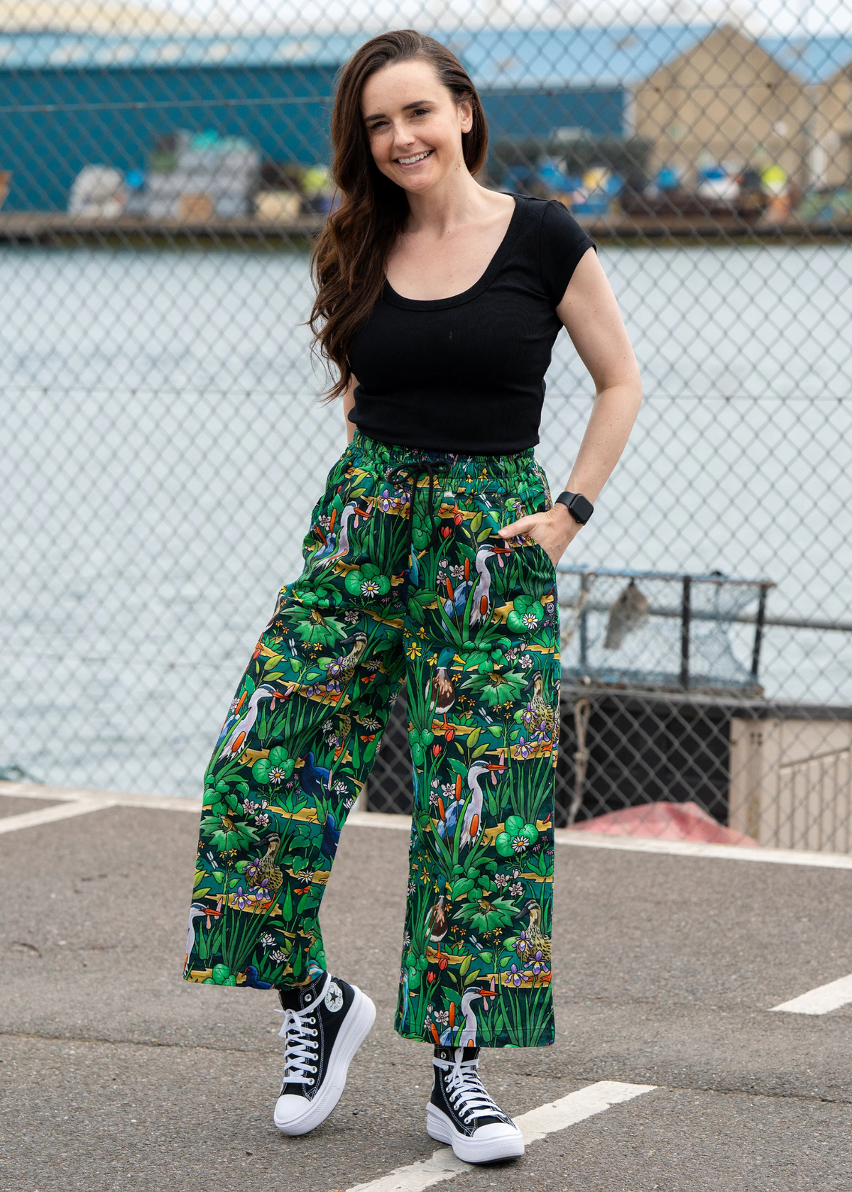 Rebel Romance - Pond Birds Wide Leg Cropped Trousers