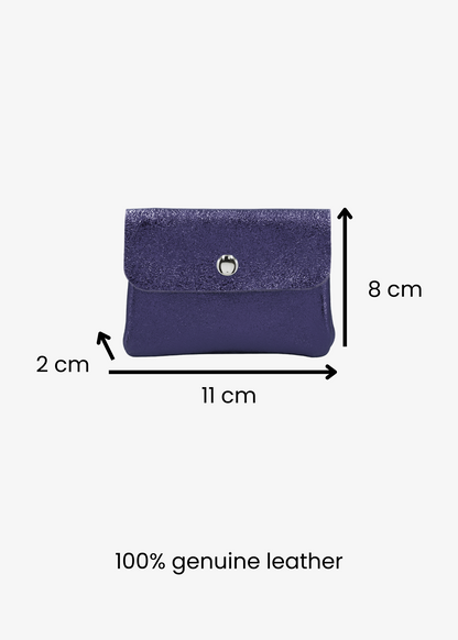 The Edit - Rectangle Leather Coin Purse in Midnight Blue