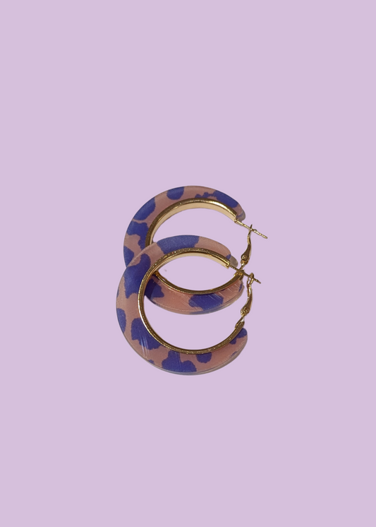 The Edit - Pink & Lilac Cow Print Acrylic Hoop Earrings