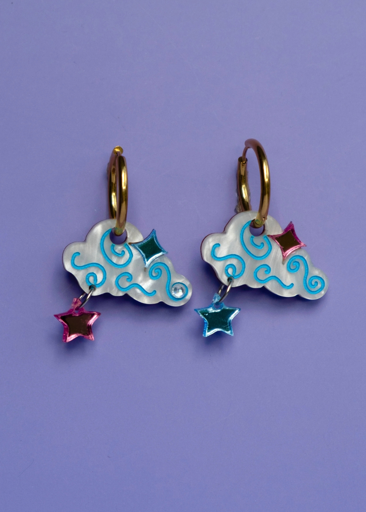 Cuteryko - Cloudy Night Sky Hoop Earrings