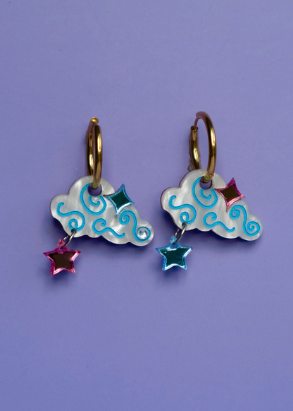 Cuteryko - Cloudy Night Sky Hoop Earrings