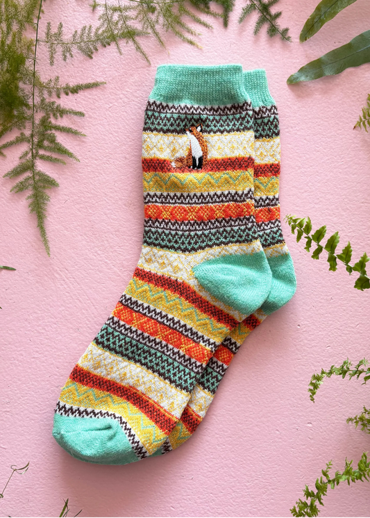 House of Disaster - Secret Garden Fox Fair Isle Socks