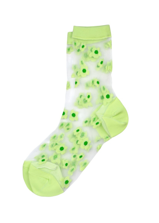 Joe Cool - Sheer Green Flower Socks