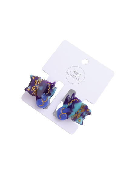 The Edit - Purple & Blue Marble Cat Claw Clips Twin Pack