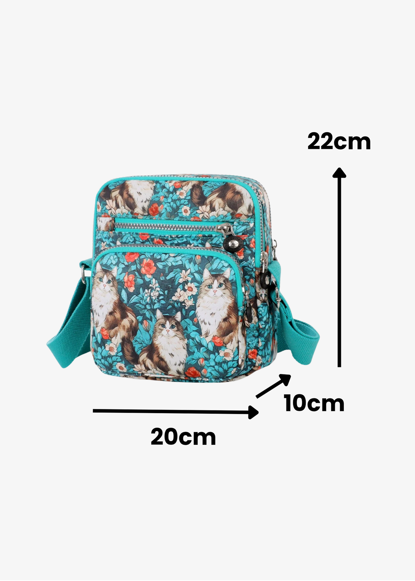 The Edit - Fluffy Cat Mini Cross-body Bag in Turquoise