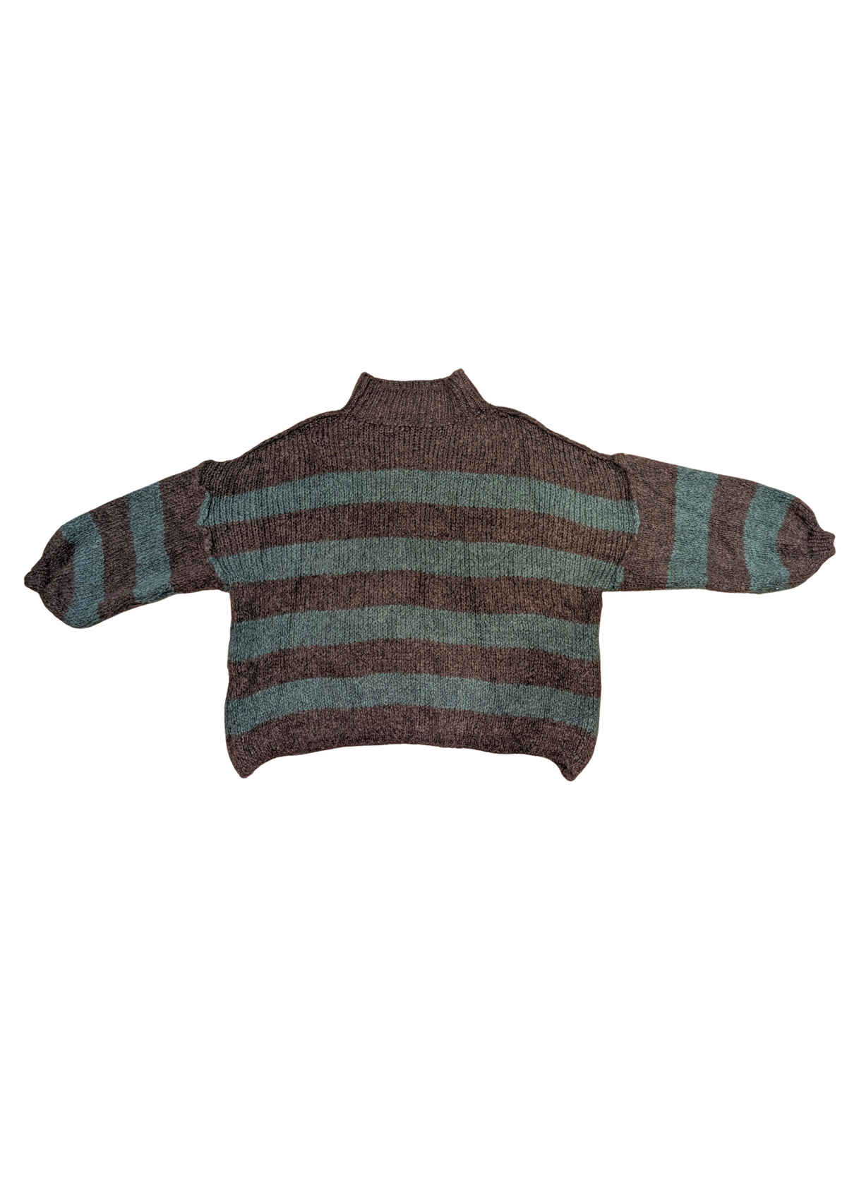 The Edit - Oversized Brown & Khaki Knitted Stripe Jumper with Exposed Seams