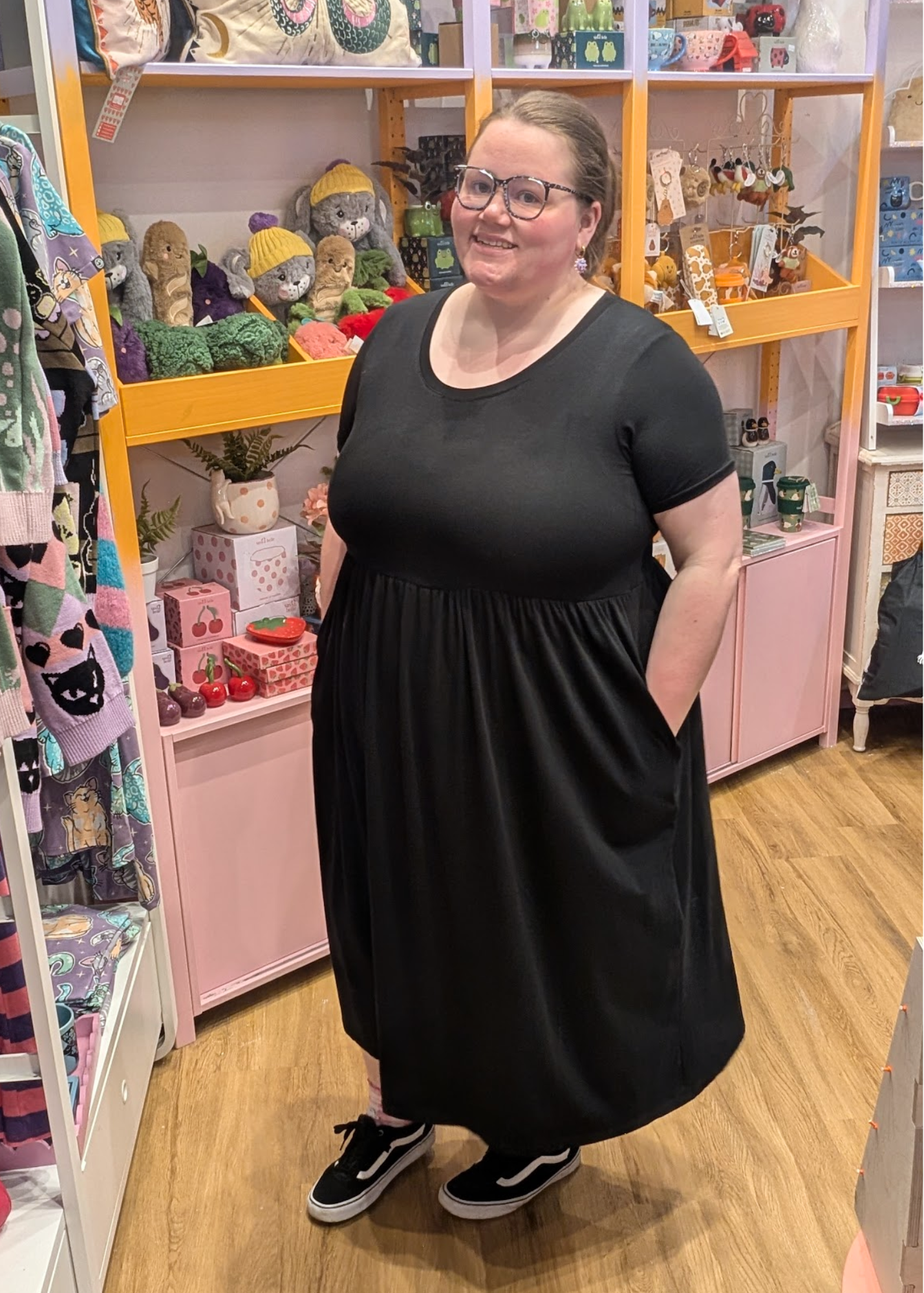 The Edit - Black Smock Dress with Pockets