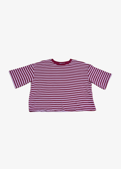 The Edit - Burgundy & Pink Stripe Tee