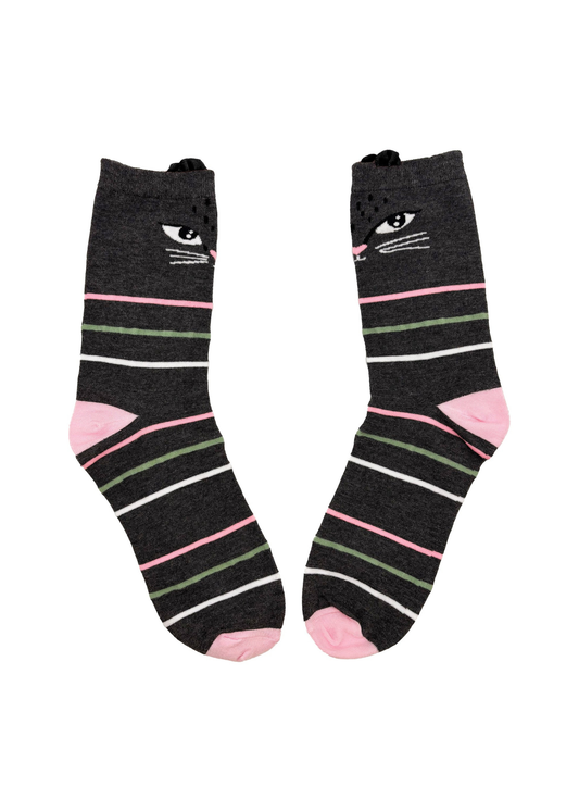 House of Disaster - Feline Black Striped Socks