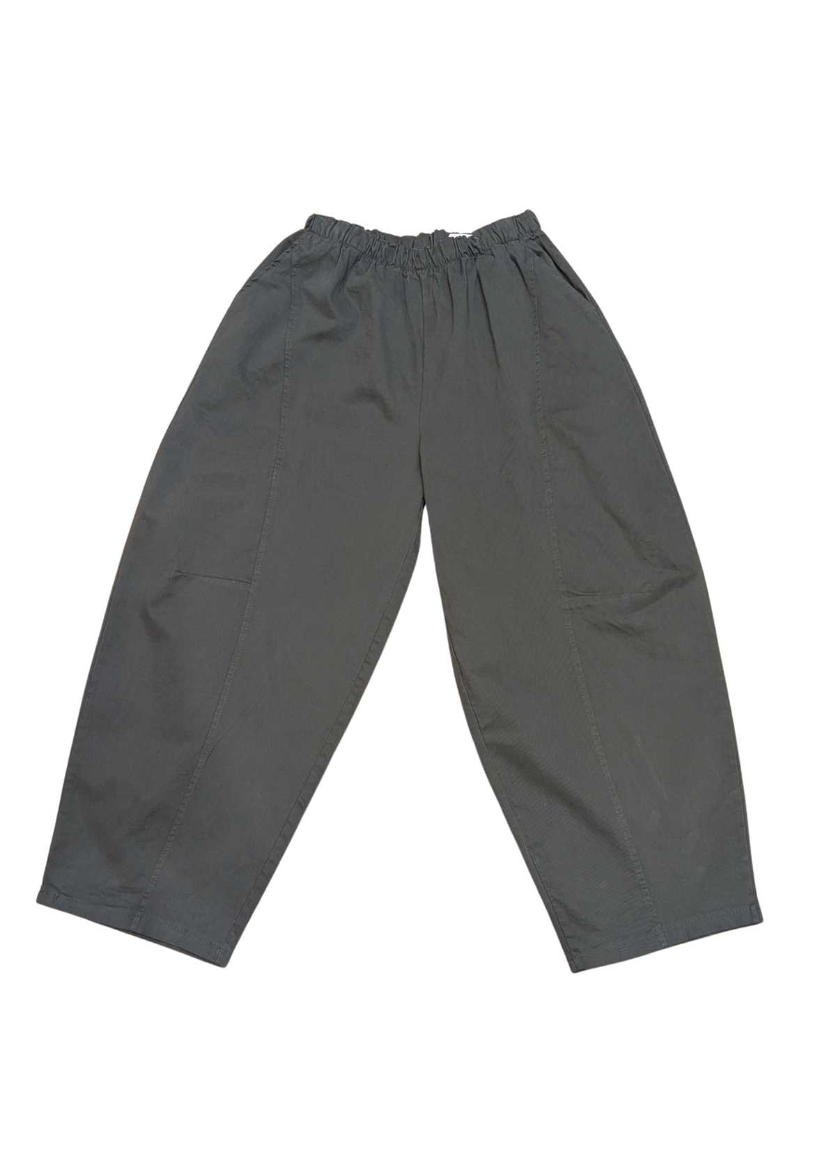 The Edit - Olive Green Twill Barrel Cocoon Trousers