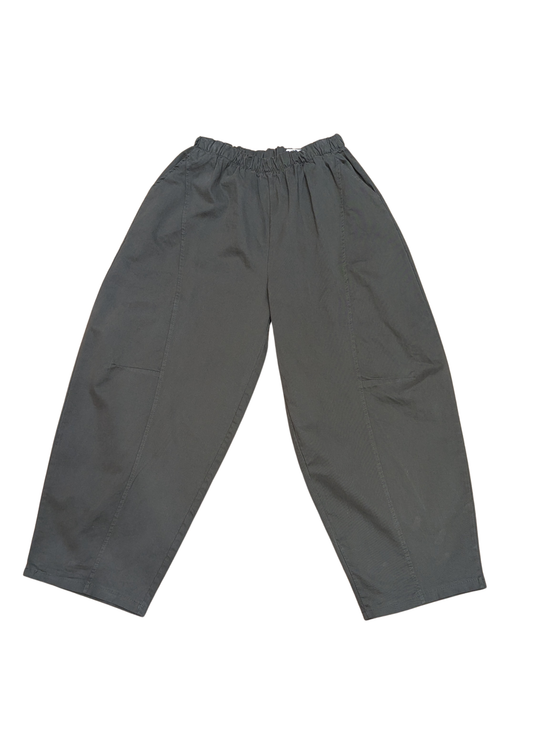 The Edit - Olive Green Twill Barrel Cocoon Trousers