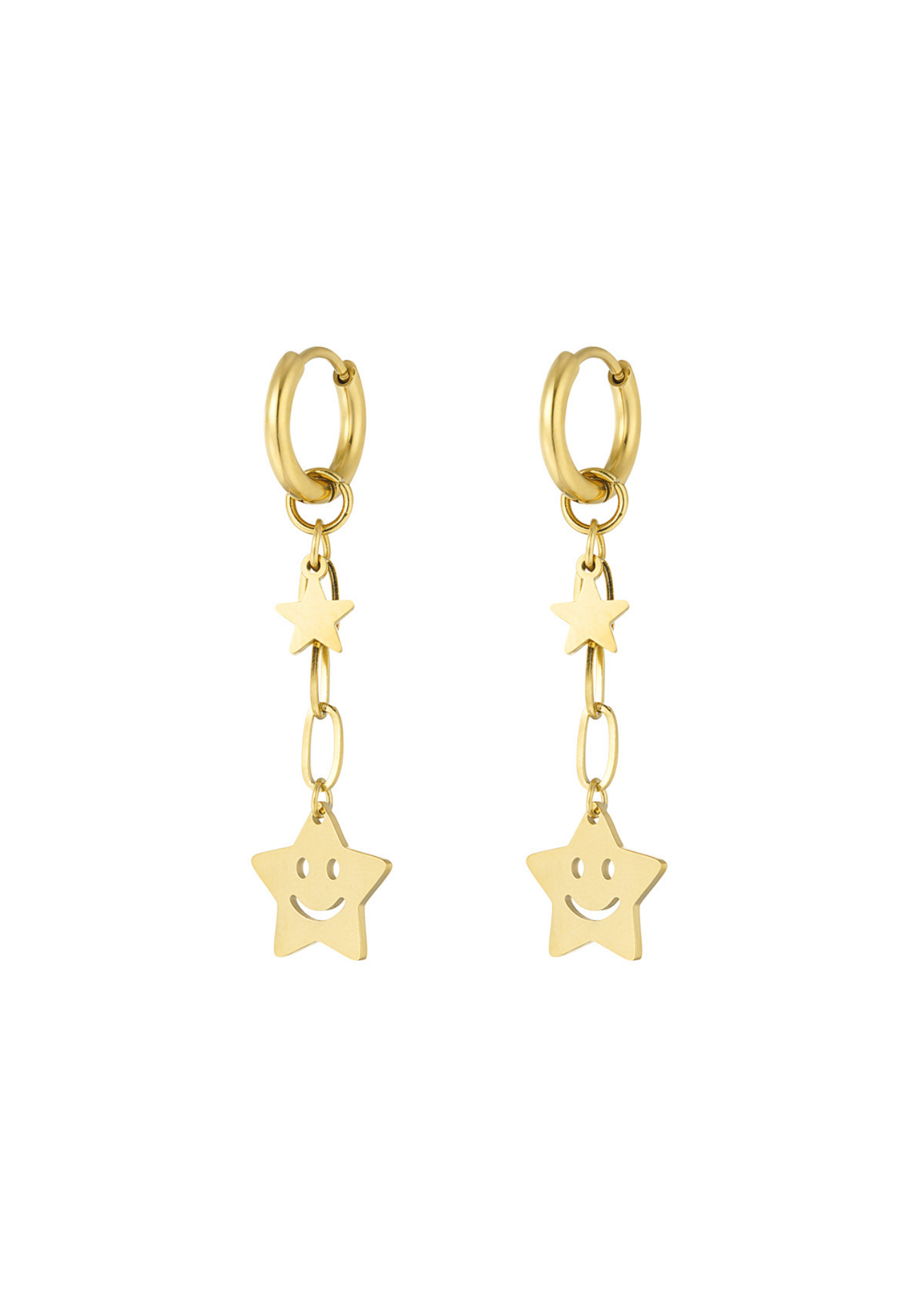 The Edit - Happy Star Drop Earrings in Gold