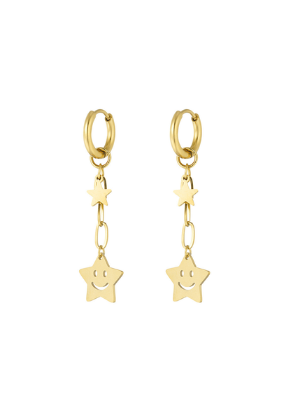 The Edit - Happy Star Drop Earrings in Gold