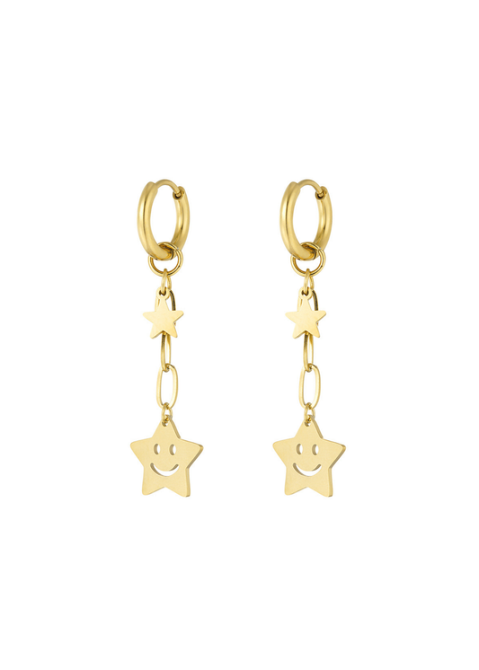 The Edit - Happy Star Drop Earrings in Gold