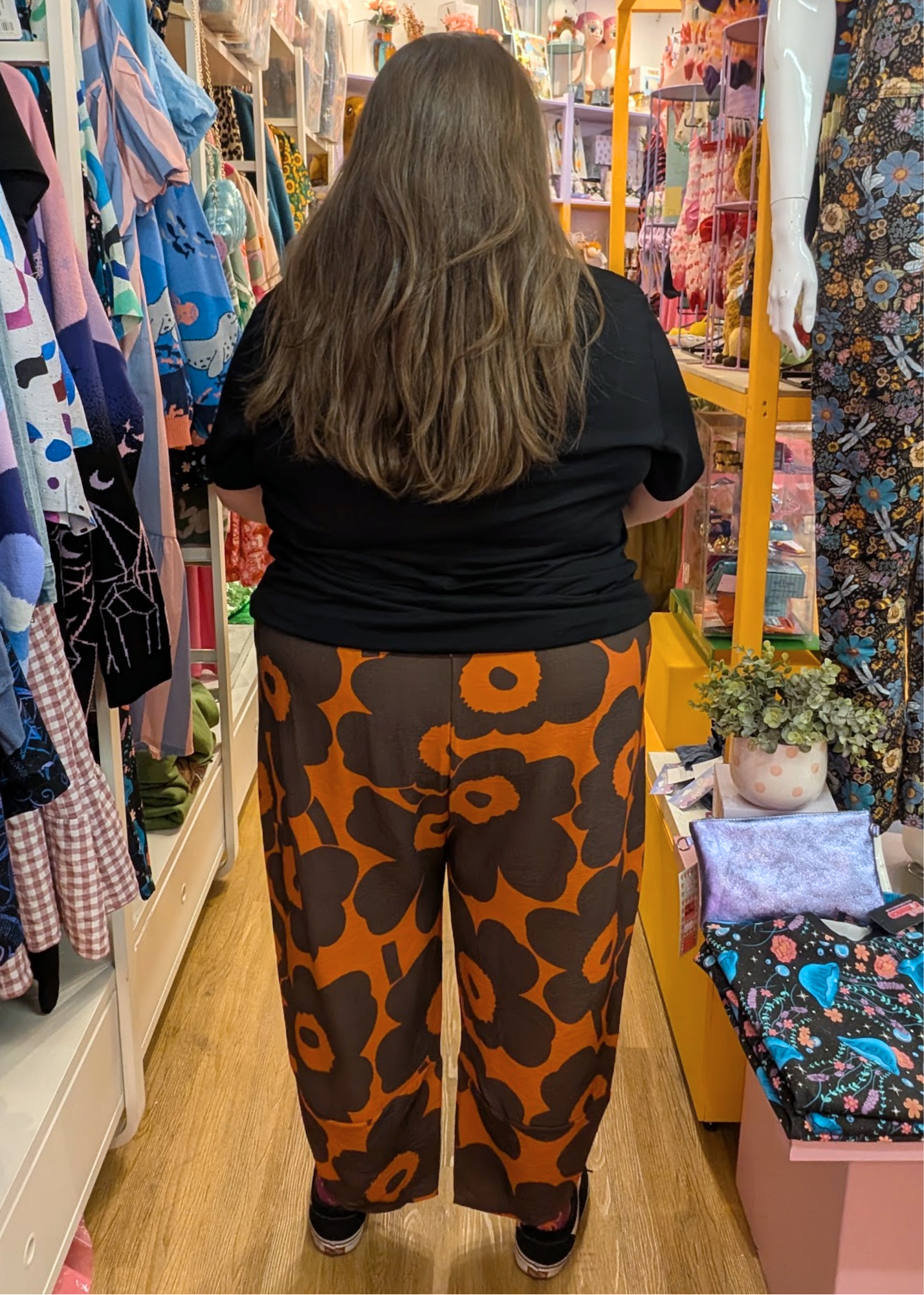 The Edit - Brown & Orange Flower Cocoon Pants