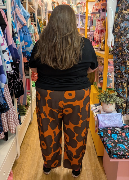 The Edit - Brown & Orange Flower Cocoon Pants