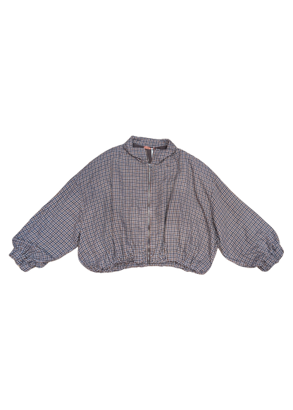 The Edit - Brown Gingham Cropped Zip-up Jacket