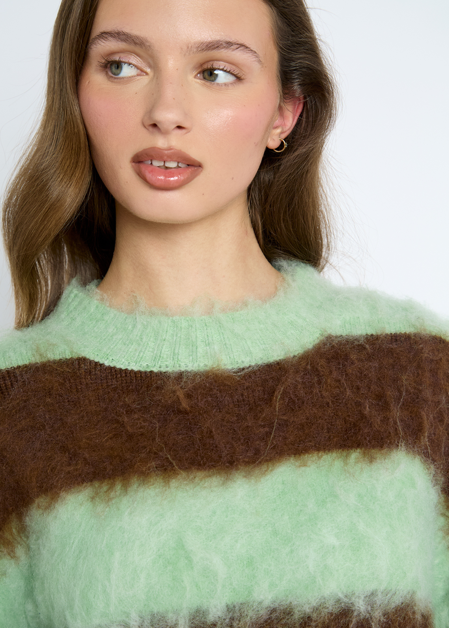 Daisy Street - Brushed Mint Chocolate Stripe Jumper
