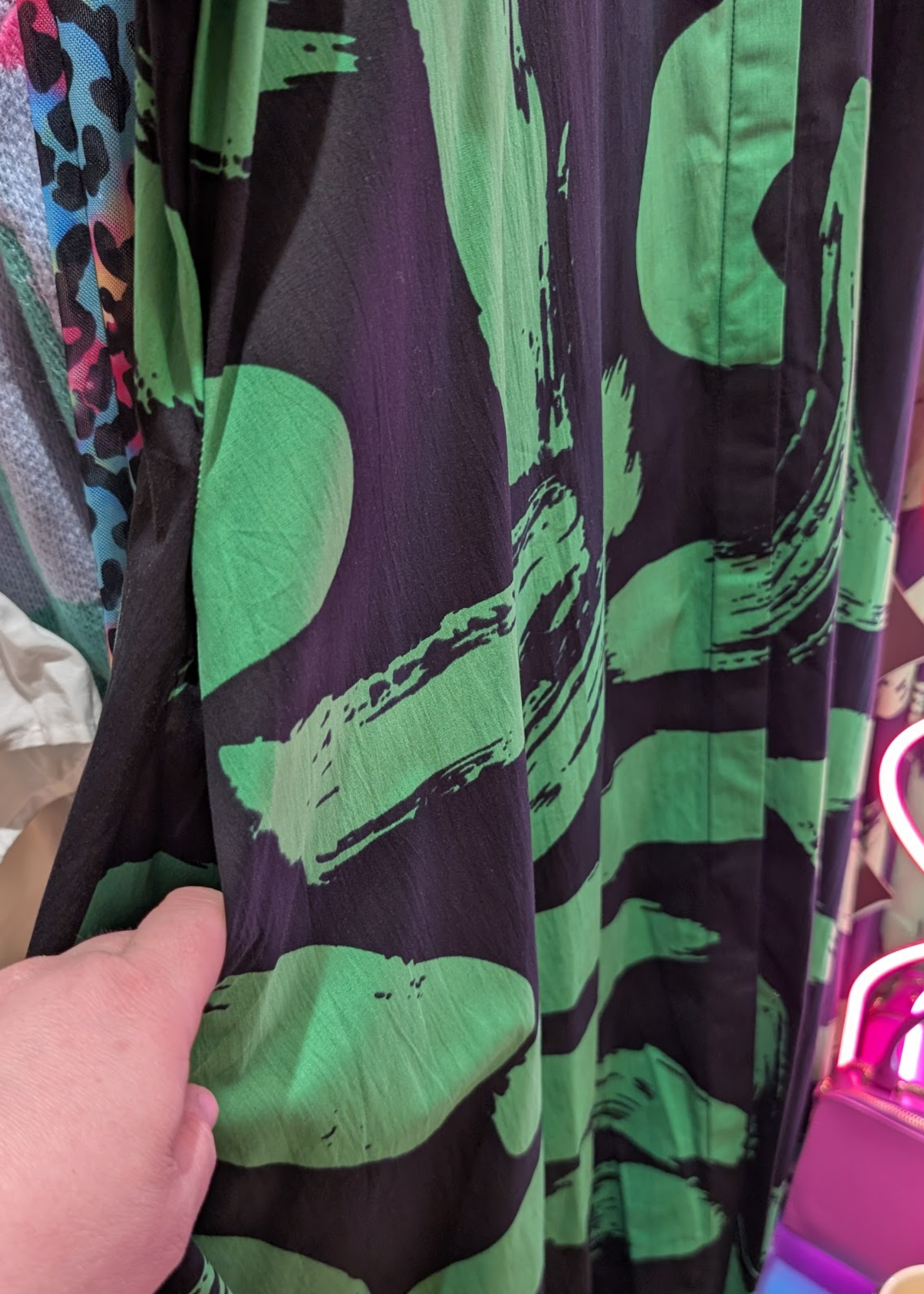 The Edit - Green Brushstroke Flared Print Maxi Dress