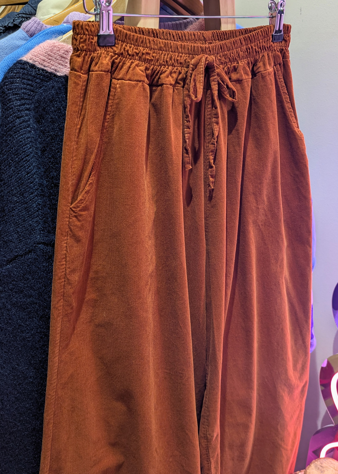 The Edit - Orange Corduroy Wide Leg Trousers