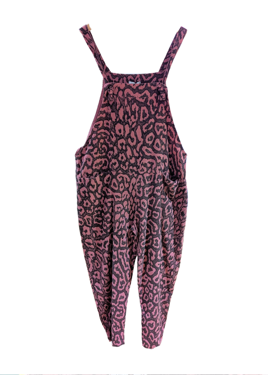 The Edit - Pink Leopard Print Corduroy Dungarees