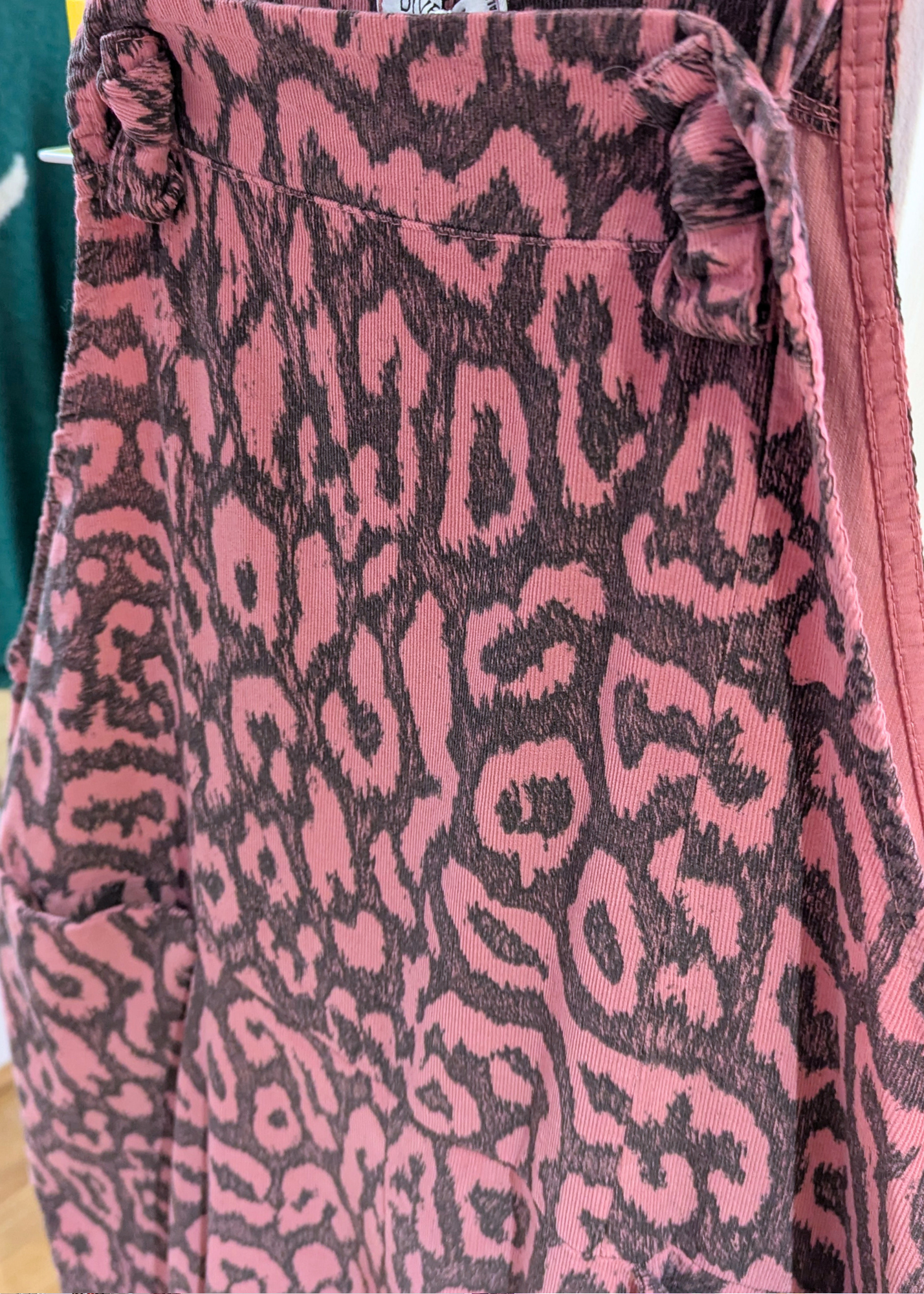 The Edit - Pink Leopard Print Corduroy Dungarees