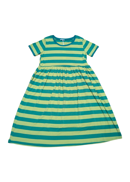 The Edit - Double Green Sugar Stripes Smock Dress