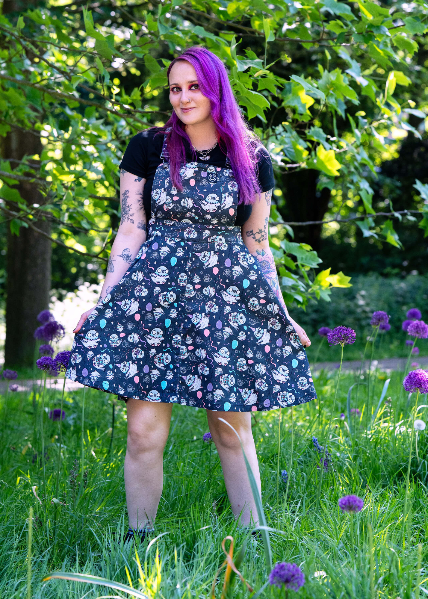 Rebel Romance x Katie Abey Pigeon Party Flared Pinafore Dress