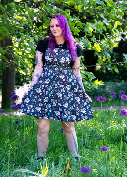 Rebel Romance x Katie Abey Pigeon Party Flared Pinafore Dress